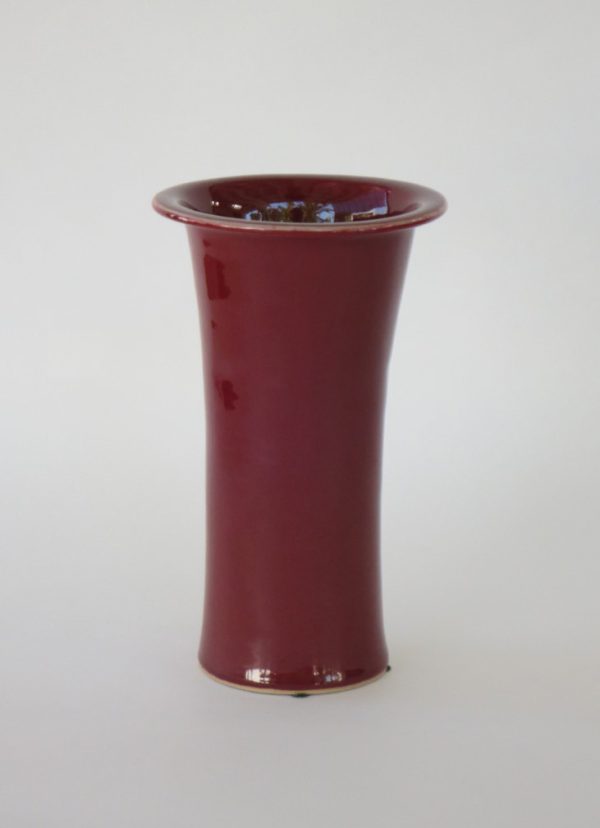 Hand Made Crackle Glaze Oxblood Ceramic Vase from Chiang Mai, Thailand.