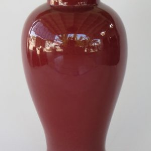 Hand Made Crackle Glaze Oxblood Ceramic Vase from Chiang Mai, Thailand.