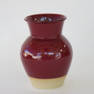 Hand Made Crackle Glaze Oxblood Ceramic Vase from Chiang Mai, Thailand.