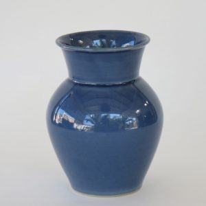 Hand Made Crackle Glaze Cobalt Blue Ceramic Vase from Chiang Mai, Thailand.