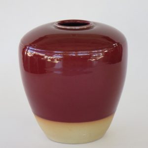 Hand Made Crackle Glaze Oxblood Ceramic Vase from Chiang Mai, Thailand.