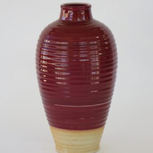 Hand Made Crackle Glaze Oxblood Ceramic Vase from Chiang Mai, Thailand.