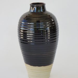 Hand Made Crackle Glaze Temmoku Ceramic Vase from Chiang Mai, Thailand.