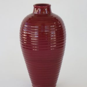 Hand Made Crackle Glaze Oxblood Ceramic Vase from Chiang Mai, Thailand.