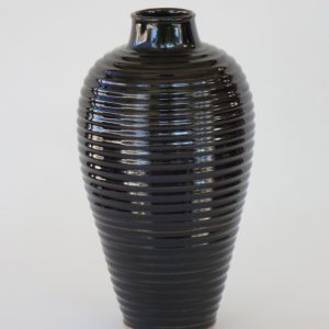 Hand Made Crackle Glaze Temmoku Ceramic Vase from Chiang Mai, Thailand.