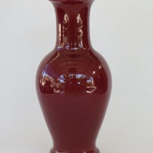 Hand Made Crackle Glaze Oxblood Ceramic Vase from Chiang Mai, Thailand.