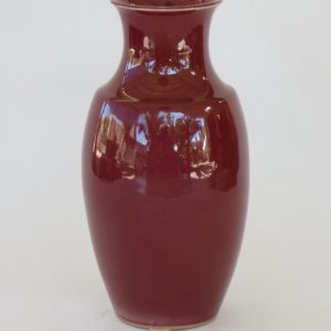 Hand Made Crackle Glaze Oxblood Ceramic Vase from Chiang Mai, Thailand.
