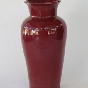 Hand Made Crackle Glaze Oxblood Ceramic Vase from Chiang Mai, Thailand.