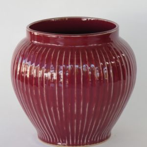 Hand Made Crackle Glaze Oxblood Ceramic Vase from Chiang Mai, Thailand.
