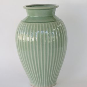 Hand Made Crackle Glaze Celadon Ceramic Vase from Chiang Mai, Thailand.