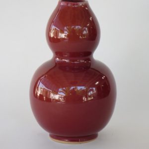 Hand Made Crackle Glaze Oxblood Ceramic Vase from Chiang Mai, Thailand.