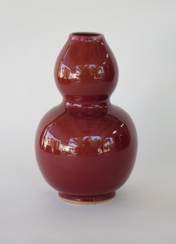 Hand Made Crackle Glaze Oxblood Ceramic Vase from Chiang Mai, Thailand.