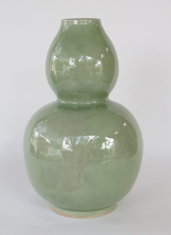 Hand Made Crackle Glaze Celadon Ceramic Vase from Chiang Mai, Thailand.