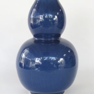 Hand Made Crackle Glaze Cobalt Blue Ceramic Vase from Chiang Mai, Thailand.