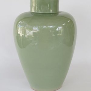 Hand Made Crackle Glaze Celadon Ceramic Vase from Chiang Mai, Thailand.