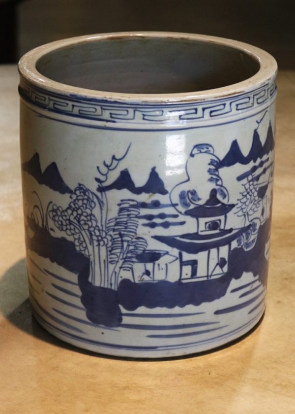 Hand Painted White Glazed Ceramic Vase from Beijing, China