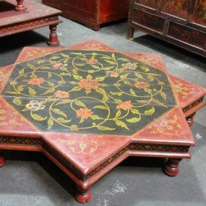 Hand Painted Wooden Bajot Low Table from Bikaner, Rajasthan, India, 19th Century.