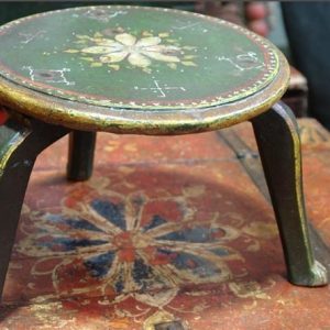 3 Legged Hand Painted Wooden Palace Table from Ramgarh, Rajasthan, India, c. 1930