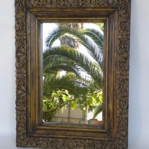 Hand Carved Wooden Frame with Mirror from India,  c. 1920