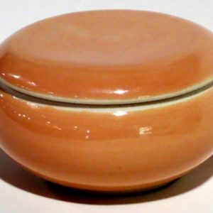Hand Made Peach Ceramic Covered Bowl